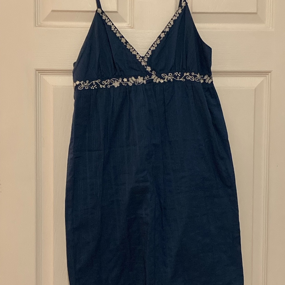 Elegant Navy Blue Embroidered Top